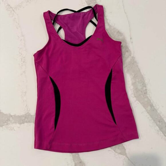 Puma Tops - Puma Strappy Racerback Performance Tank Top Women's XS Pink Adjustable Shelf Bra